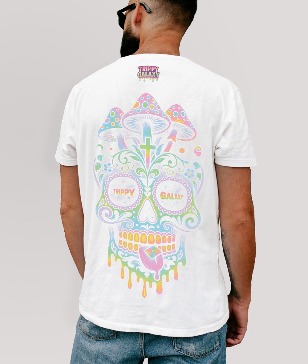 Cosmic Calavera light - T-Shirt - Trippy Galaxy - Rückansicht
