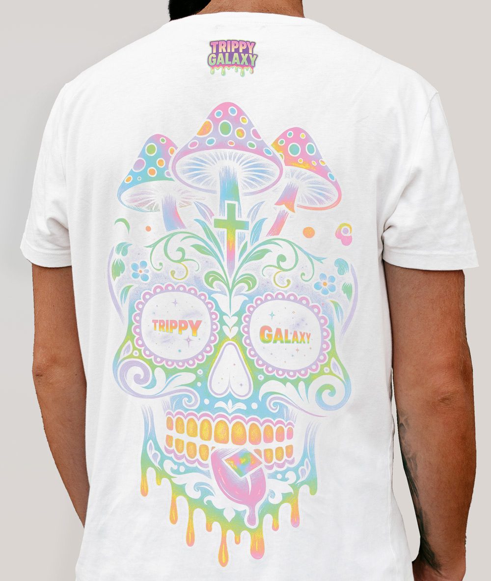 Cosmic Calavera (light) – T-Shirt [Trippy Galaxy]